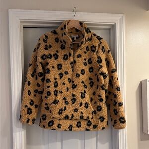 Style & Co. Tan and Black Leopard Fleece Jacket